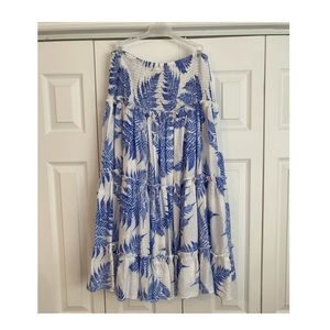 Blue & White Tropical Print Skirt/Dress, Medium
